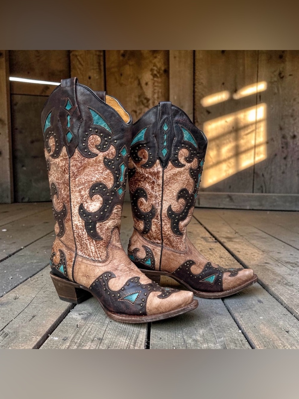 Corral Women’s  "El Paso" Leather Snip-Toe Western boots Cowgirl Brown Size 7.5